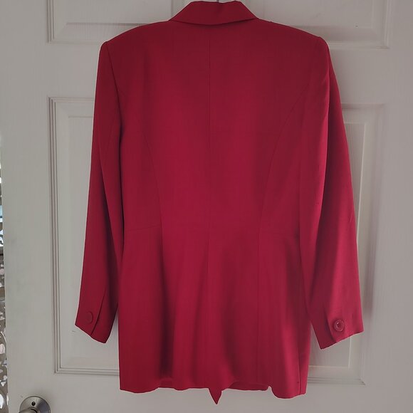 Vintage Red Valerie Stevens 100% Silk 2-Piece Skirt & Jacket Suit-Size 6 - Picture 2 of 11